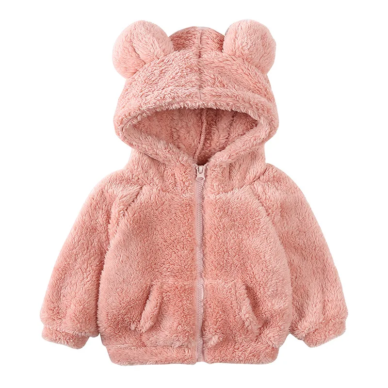 Children jacketet autumn and winter plush warm Korean version 0-7 years old boys girls casual hooded coat fashion Kids clothing