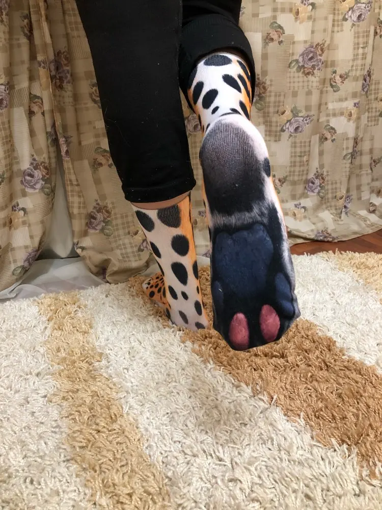 Chaussettes drôles de patte d'animal chaussettes drôles de jambe de tigre de chat chaussettes de sport de plein air de fête pour hommes et femmes chaussettes d'animaux cosplay