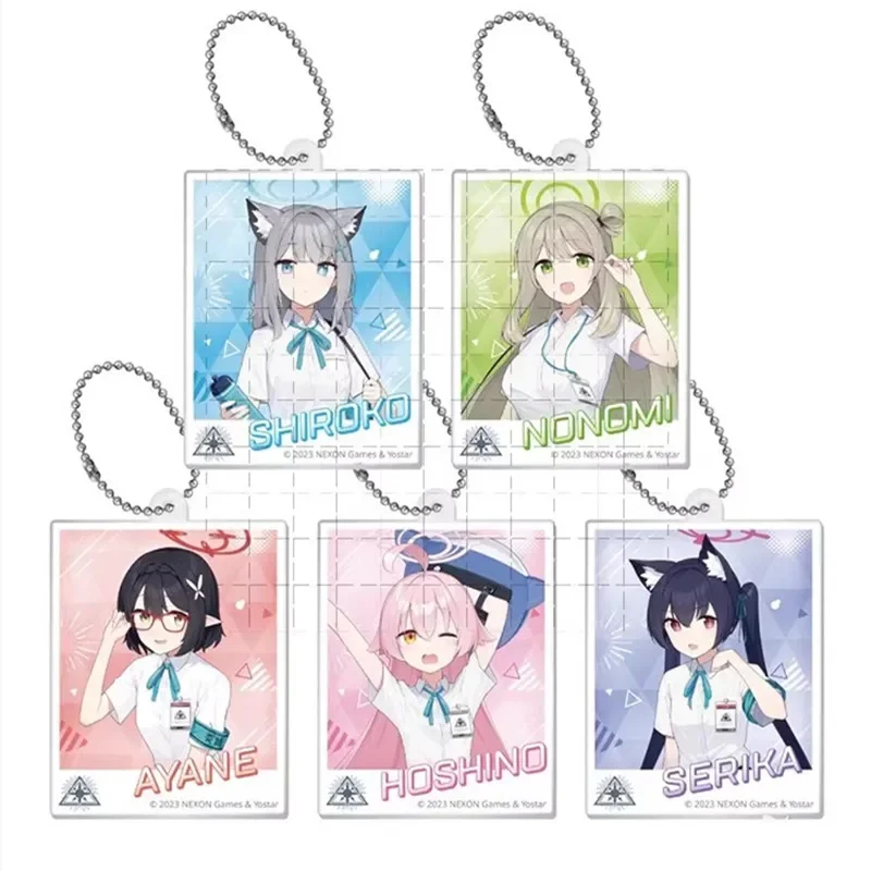 Game Takanashi Hoshino Okusora Sunaokami Shiroko Keychain Doll Anime Nonomi Serika Ayane Acrylic Keyring Pendant for Gift