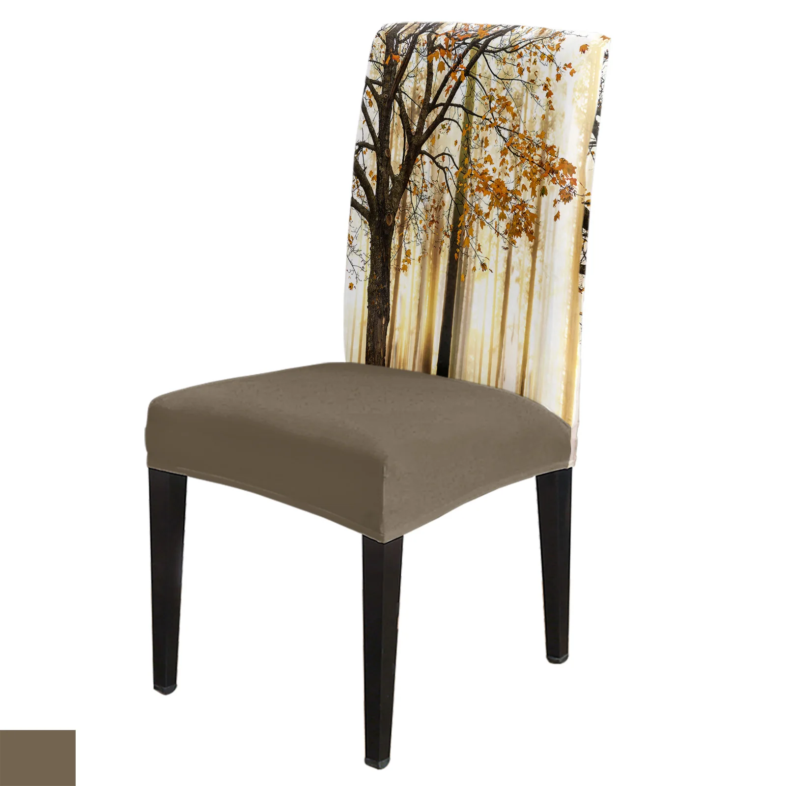 Autumn Abstract Woodland Fallen Leaves Chair Cover Stretch Elastic Dining Room Chair Slipcover Spandex Case for Office Chair