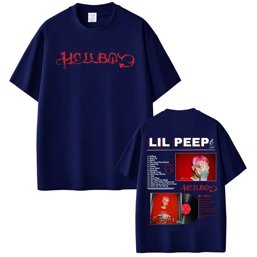Rapper Lil Peep Crybaby Hellboy T-shirt Men's Women Clothing Fashion Hip Hop T Shirt 100% Cotton Oversized Short Sleeve T-Shirts