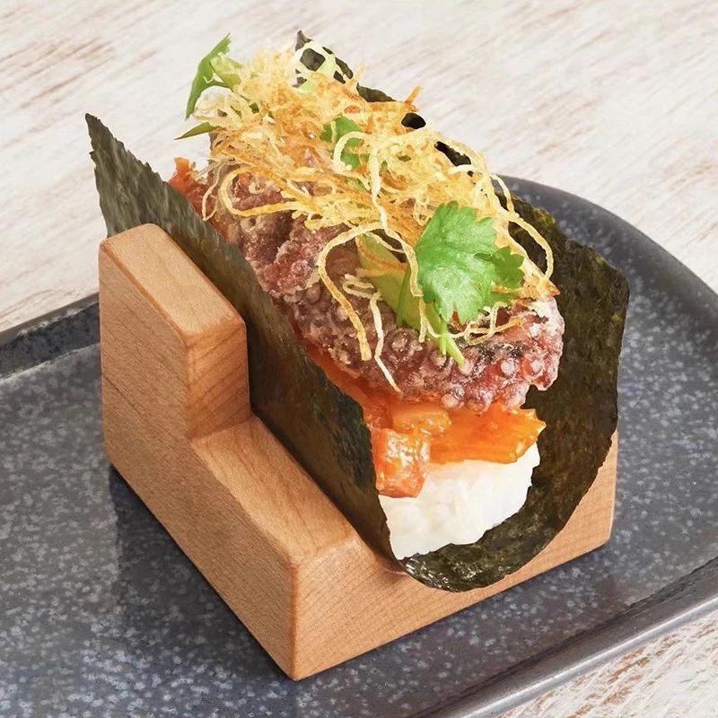 。1Pc new Japanese Sushi Rack Wooden Taco Snack Food Holder Wood Plate Cuisine Stand Sashimi Sushi Boat For Restaurant Hotel Home