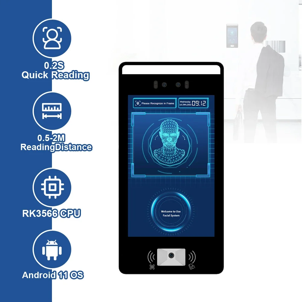 F6 Facial Recognition Temperatures Scanner with IR Thermal image  Camera Access Control Attendance all-in-one machine terminal