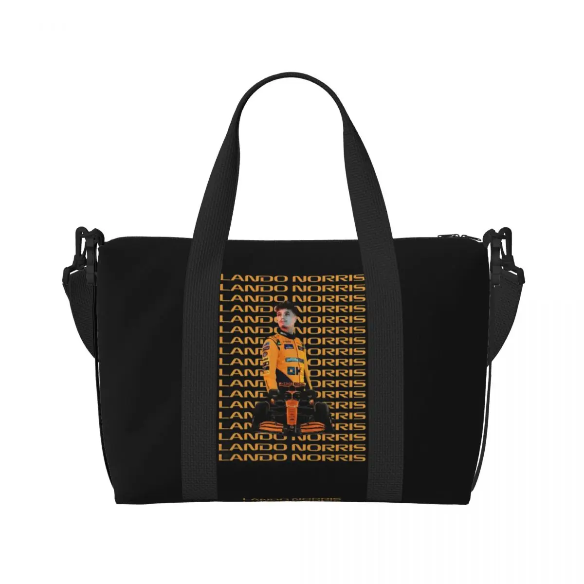 Custom British Lando Norris Racing Driver Tote Bag Women Big Capacity Gym Beach Travel Bags