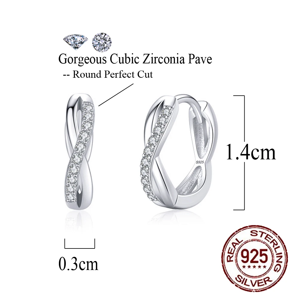 CWWZircons Simple 925 Sterling Silver Cubic Zirconia Infinity Symbol Stud Earrings for Women Party Fine Jewelry Present SE045