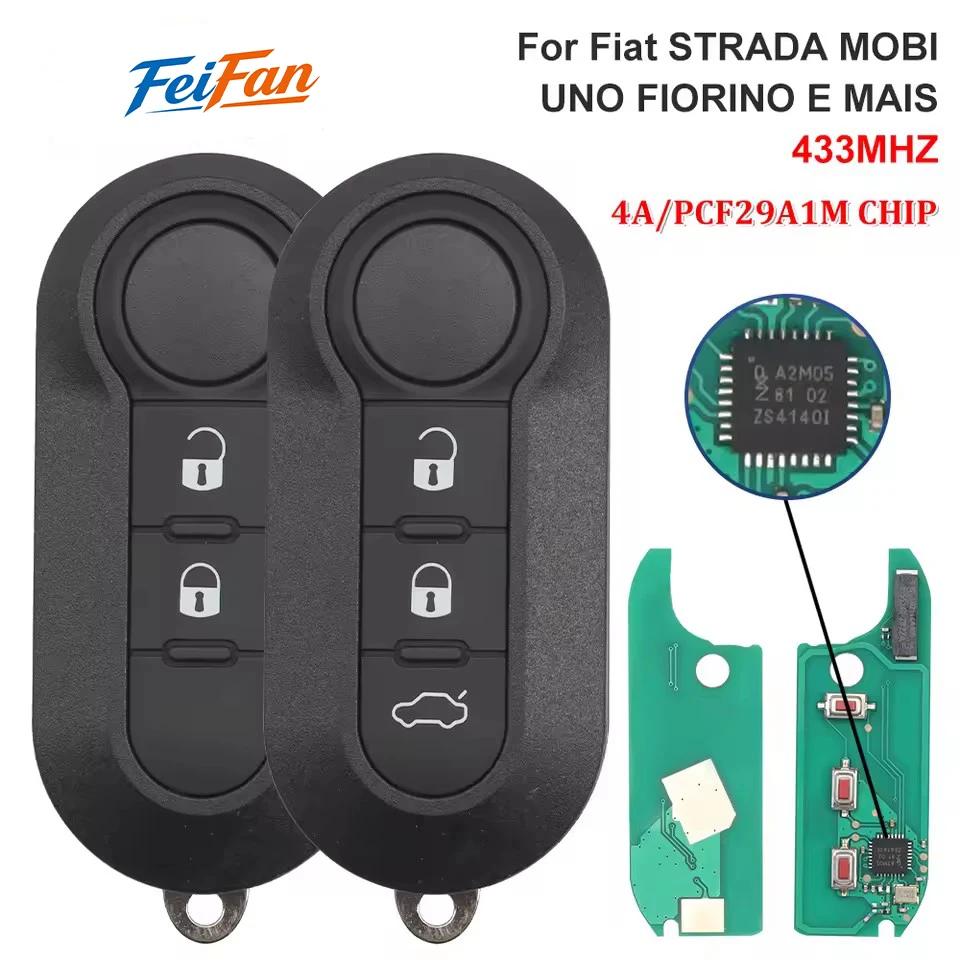 FeiFan Replacement Folding Flip Remote Car Key FOB 2/3Buttons 433.92 MHz 4A/29A1M CHIP For Fiat STRADA MOBI UNO FIORINO E MAIS