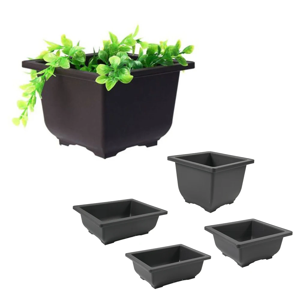 1PC Flower Pot Imitation Plastic Square Pots Flower Bonsai Bowl Nursery Basin Planter Imitation Rectangle Pots for Plants