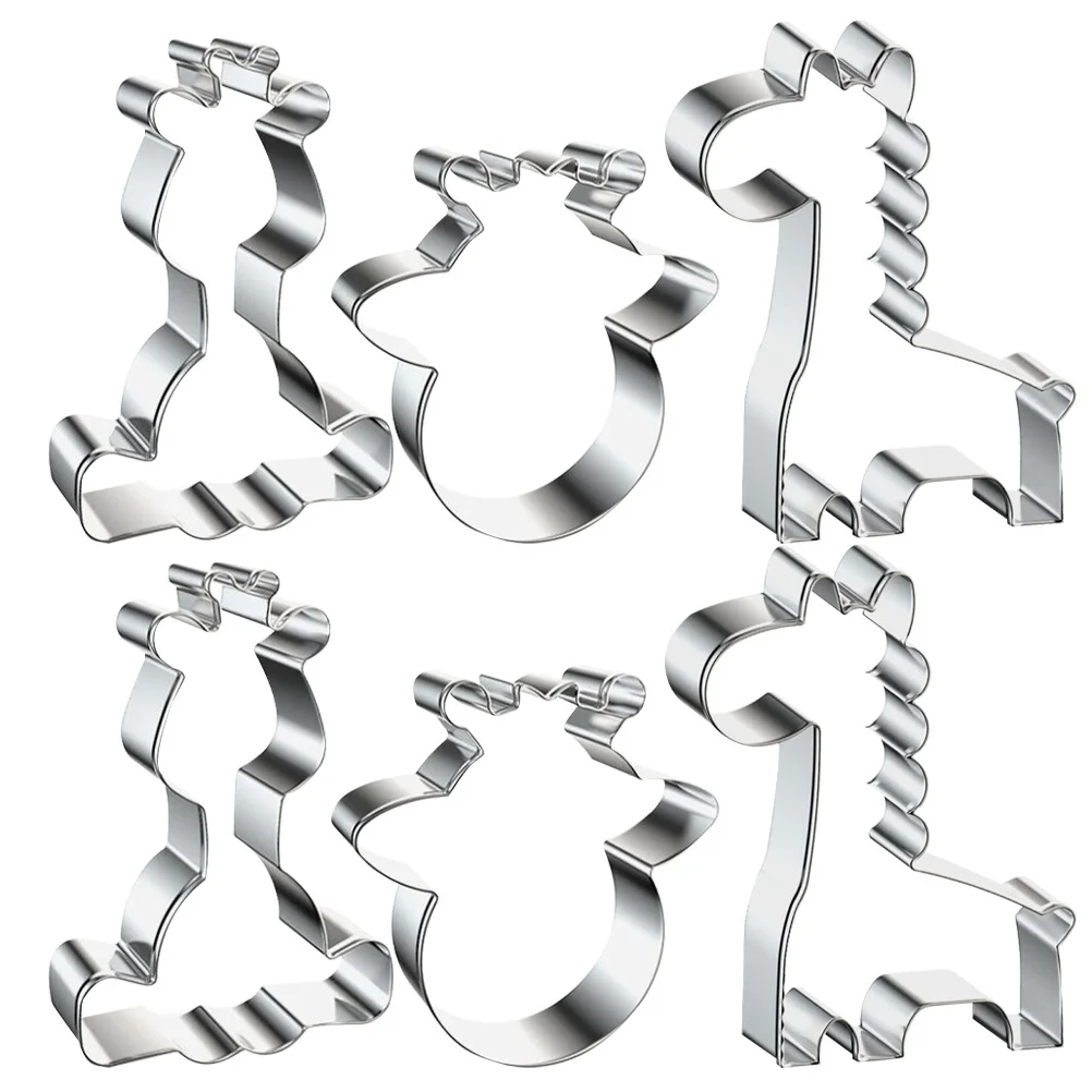 6Pcs Giraffe Shape Cookie Cutter Molds Thickened Stainless Steel for Cake Baking Fruit Cutting Chocolate Candy Molds