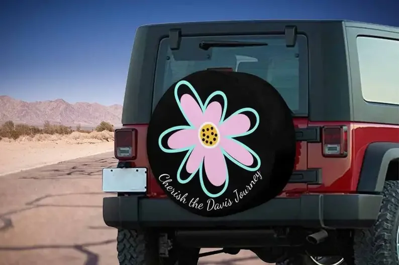 Custom Name Spare Tire Cover Personalized Wheel Cover with Text for Camper SUV Car Decor Car Accessories Gift for Car Lover