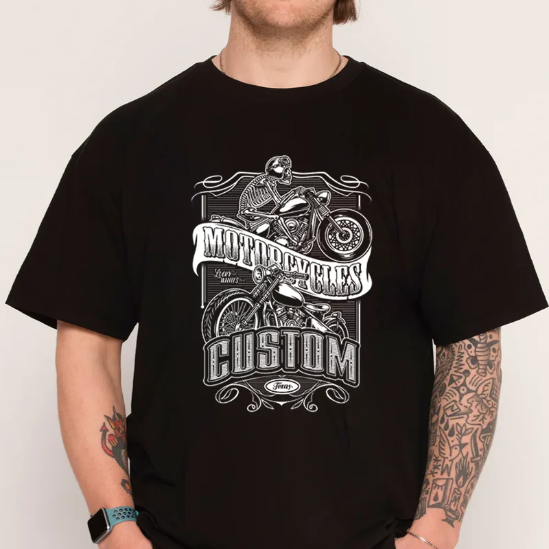 خمر السائق شارة الهيكل العظمي رايدر تي شيرت موضة جديدة 100% القطن الرجال قصيرة الأكمام الطباعة س الرقبة عادية تي شيرت