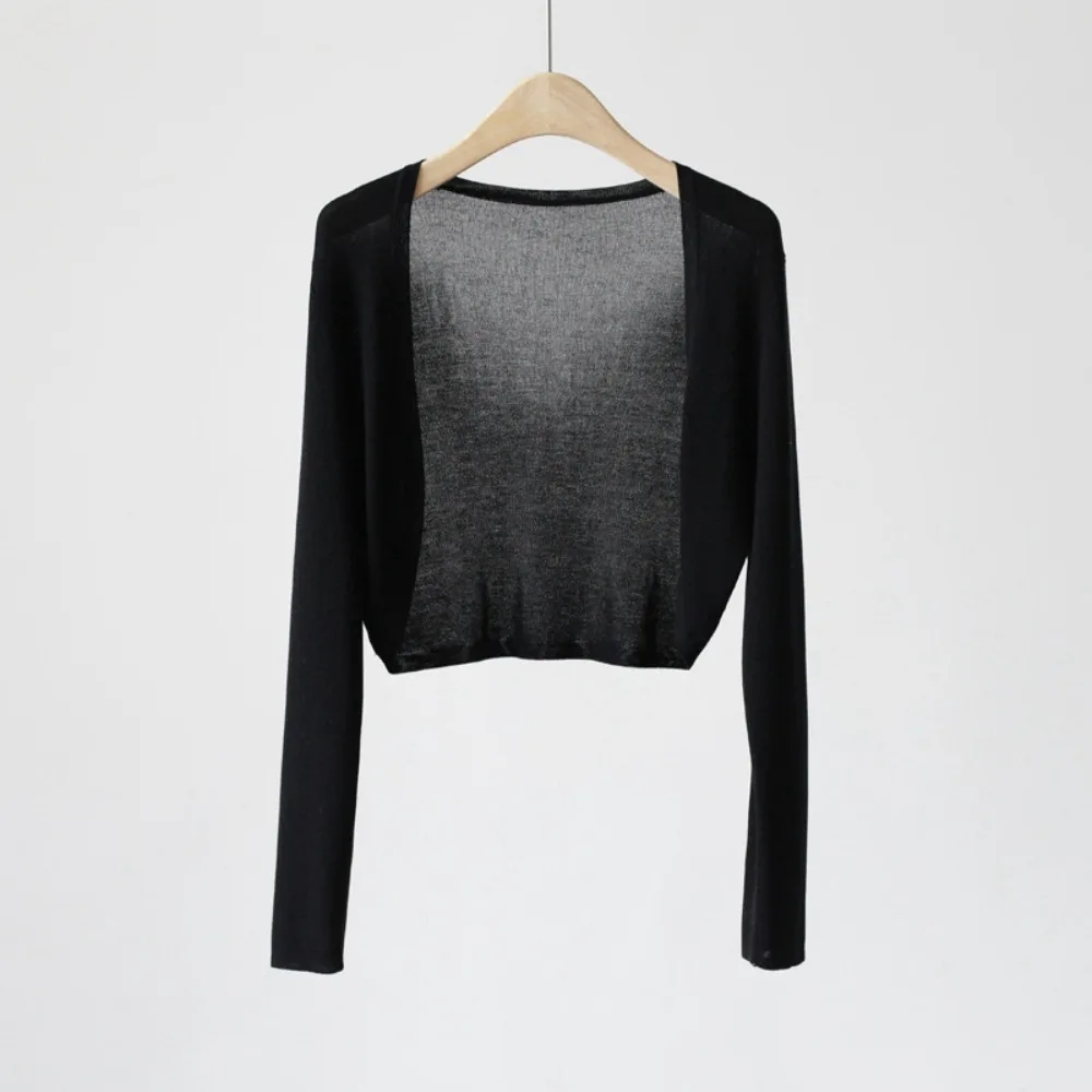 

Casual Sun Protection Cardigan Coat Short Length Thin Knitted Knitted Cardigan Breathable Ice Silk Shawl Women