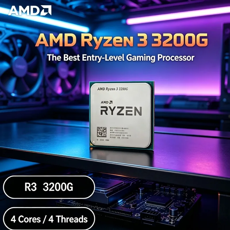 Procesador AMD Ryzen 3 R3 3200G 100% Nuevo y Original, 3.6GHz, Cuatro Núcleos, 65W, AM4, el Mejor Procesador para Juegos de Nivel Básico