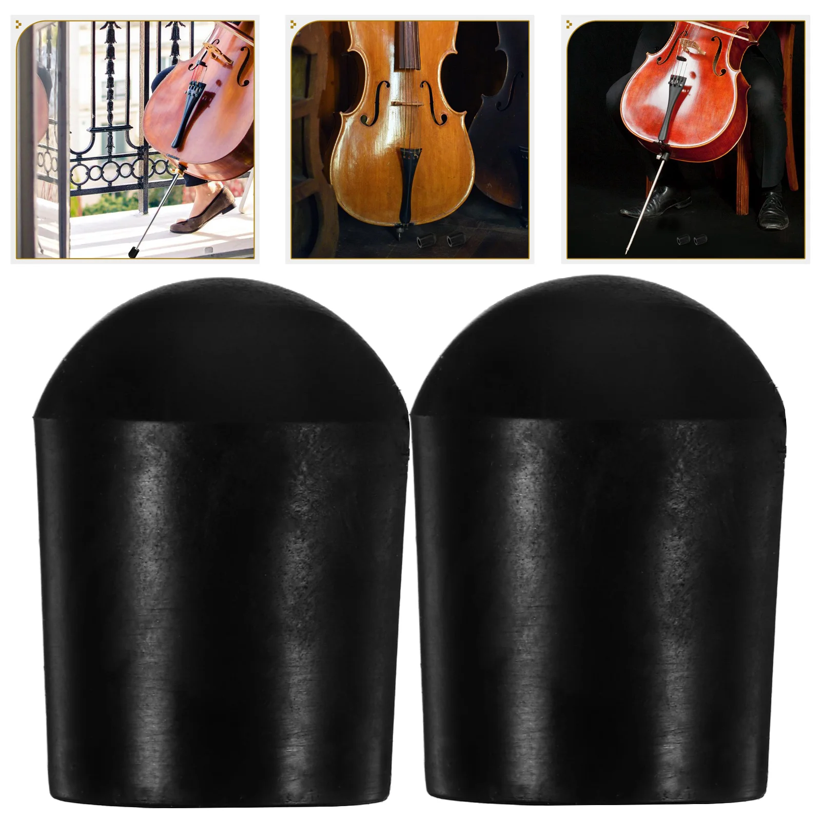 

2 Pcs Bass Tail Post Anti-slip Pad Double Endpin Rubber Caps Cello Black Tips Replacement Stoppers