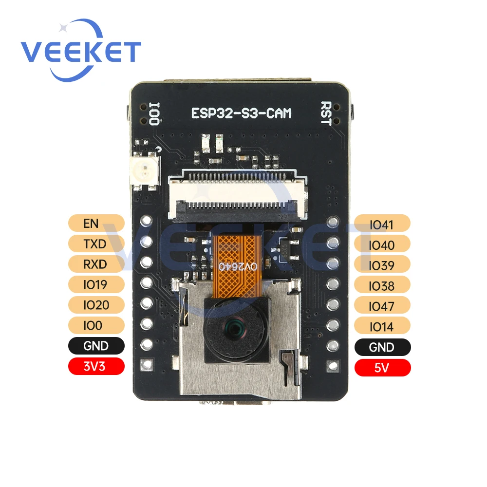 ESP32-S3-CAM WIFI BT Development Board Camera Module Paired With Ov2640 Camera N16R8 Version Type-C Interface