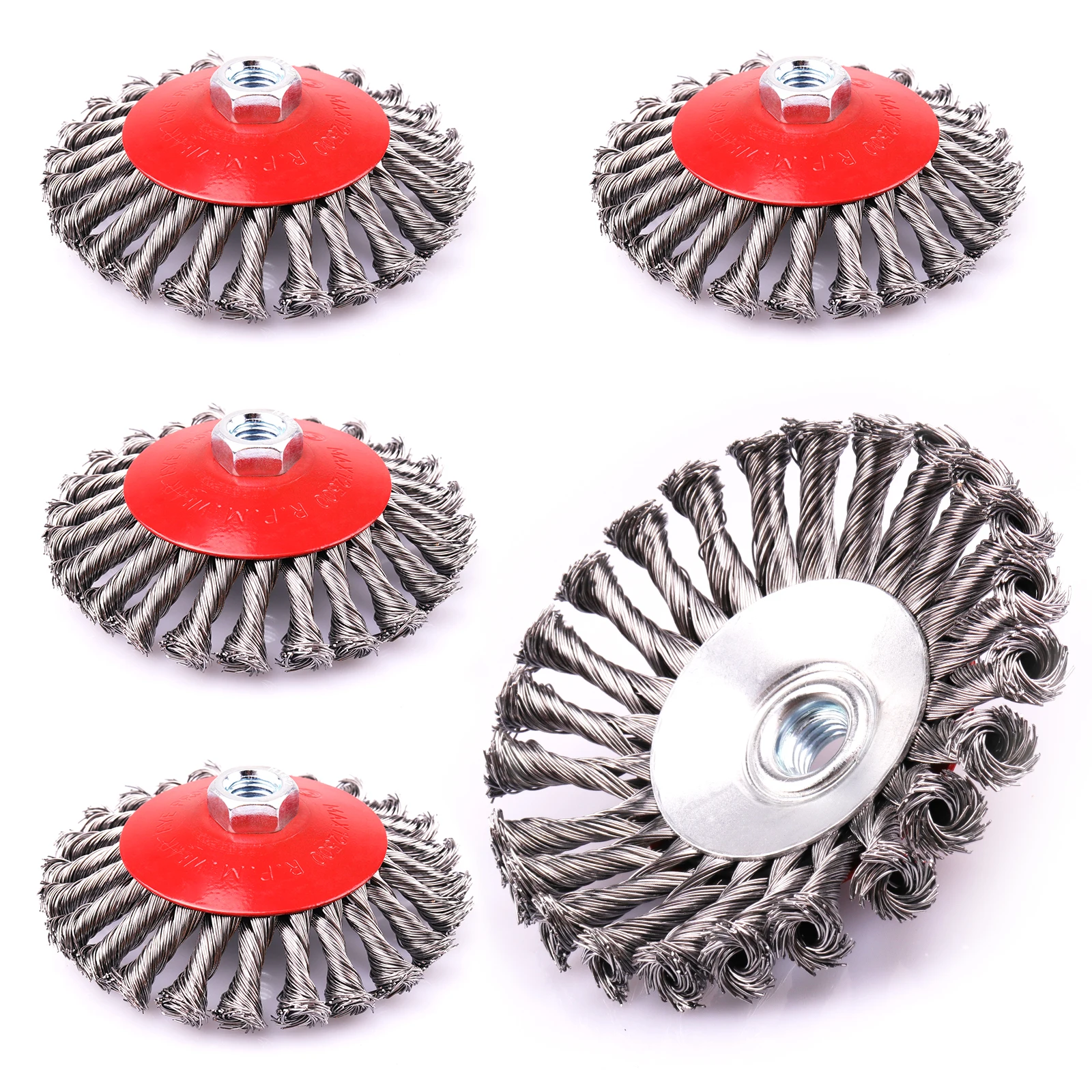 1pc Twisted Steel Wire Wheel Brush Strong Paint Remove Rotary Twist Knot Deburring 3inch/4inch/5inch For Metal Angle Grinder