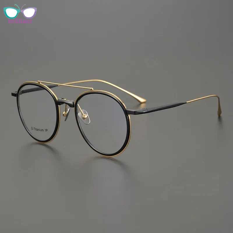 

Ultra Light Pure Titanium Double Beam Glasses Frame Men New Designer Brand Optical Women Myopia Reading Prescription Eyeglasses