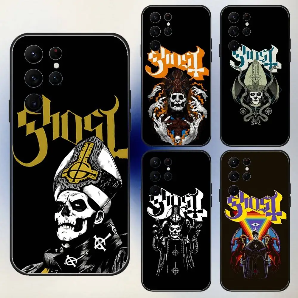

Rock Ghost Band Phone Case For Samsung S25,24,23,30,21,10,9,Ultra,Plus,Lite,FE,5G Black Soft Case