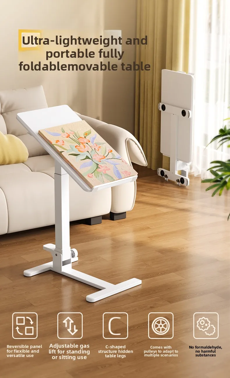 

DAS bedside lift computer desk household full folding removable writing bedroom side table