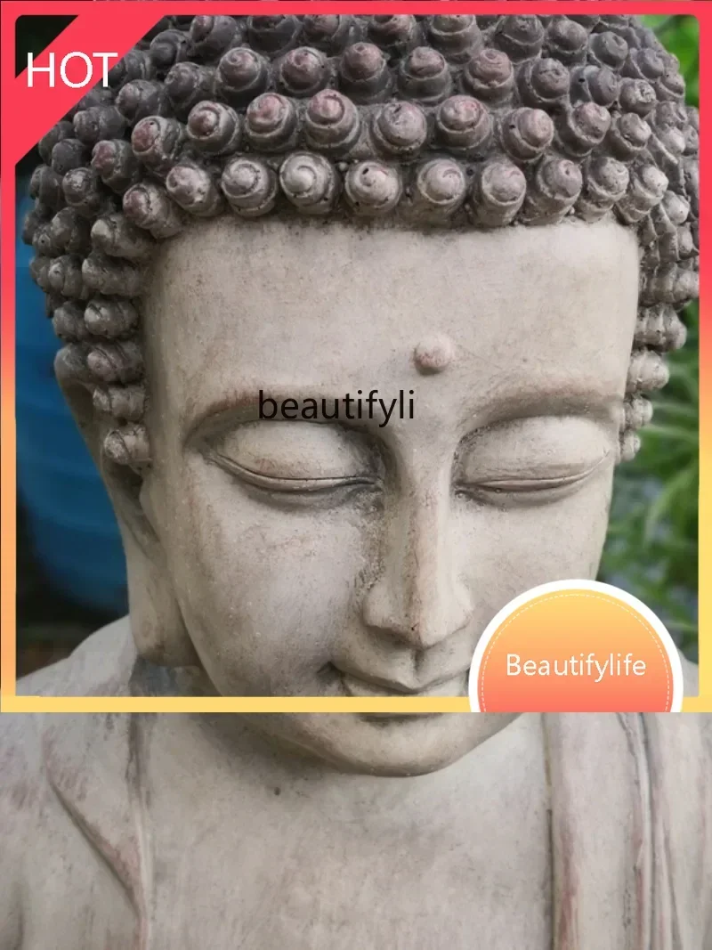 Fortune as Endless as Flowing Water Buddha Ornament Hallway Resin Japanese Style Garden Gift Floor Water Landscape Fountain
