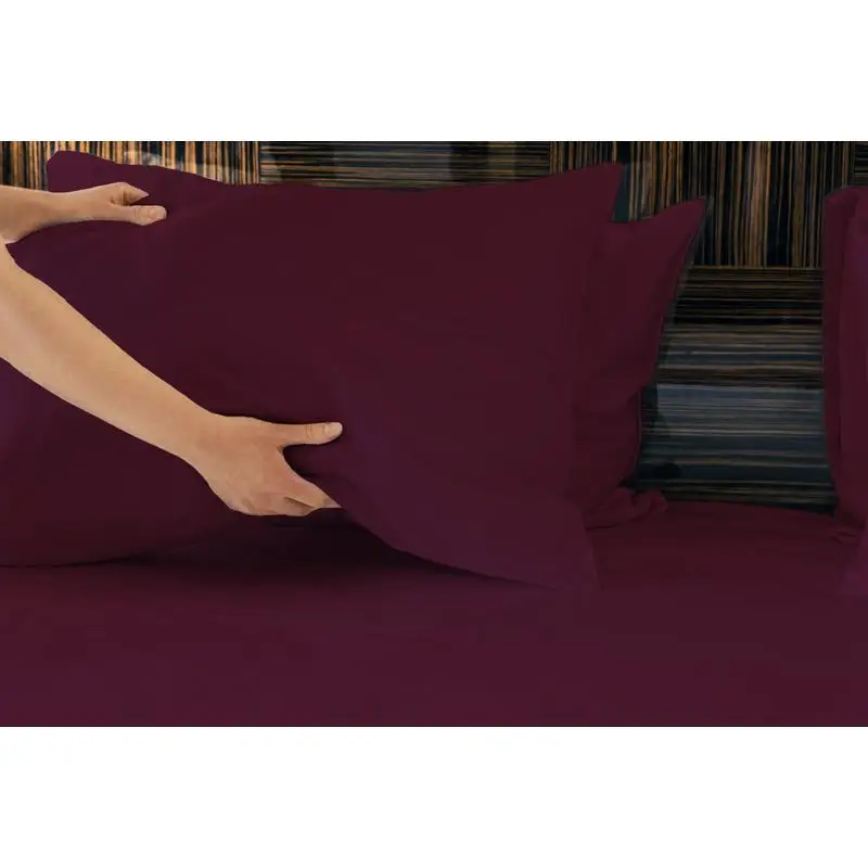 طقم ملاءات مكون من 4 قطع من ألواح الخيزران الفيسكوز 100% الناعمة الفاخرة، معتمدة من Oeko-TEX، مقاس كاليفورنيا كينج، لون ميرلوت #5