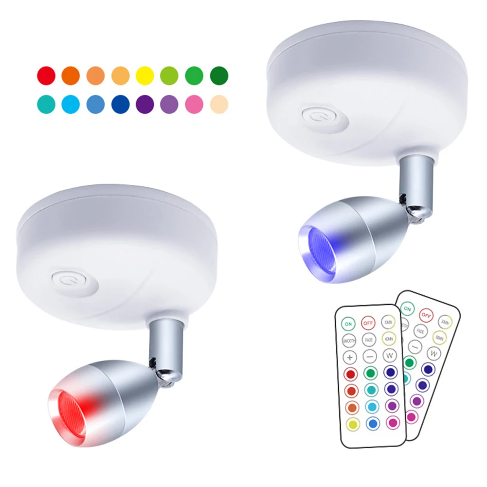 Led Wireless Spotlight 13-color 3 Dimming Modes Adjustable Angle Remote Control Rgb Spot Lamp With Timing Function