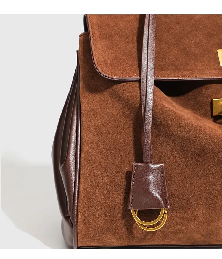 حقيبة يد جلدية عالية الجودة، حقيبة كتف ومحفظة نسائية، حقيبة بتصميم فاخر، جلد ذو سعة كبيرة، متعددة الاستخدامات من فراء الغزلان #6