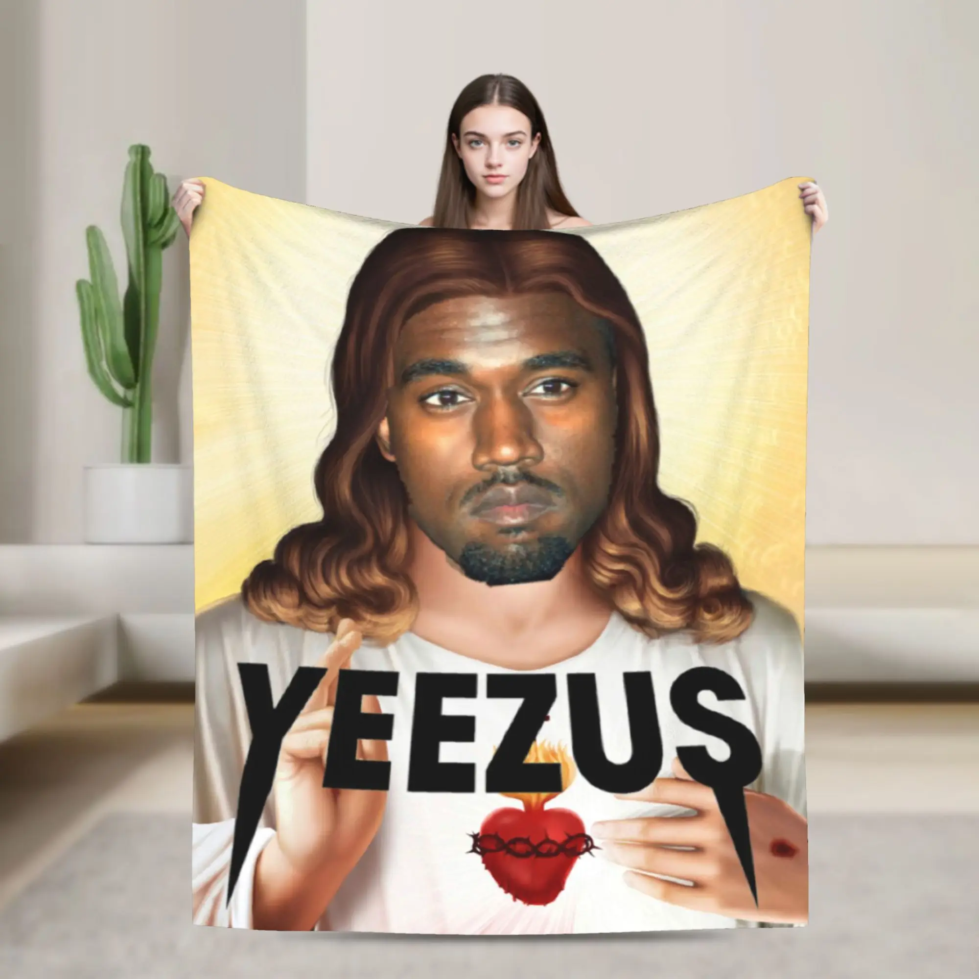 Super Soft k-kanyes w-wests funny meme Throw Blanket Premium Flannel Fleece Lightweight  Bed Blanket Fuzzy Plush Blankets