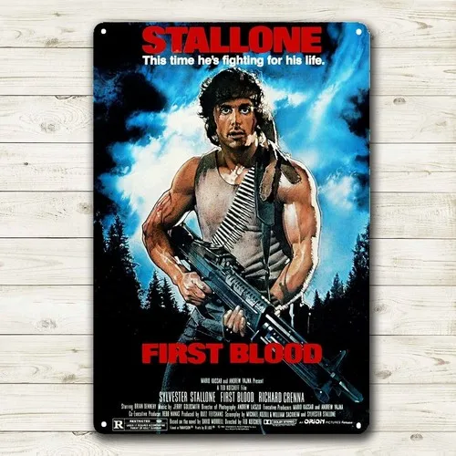 First Blood Movie Metallposter Blechschild Sylvester 20x30cm Platte