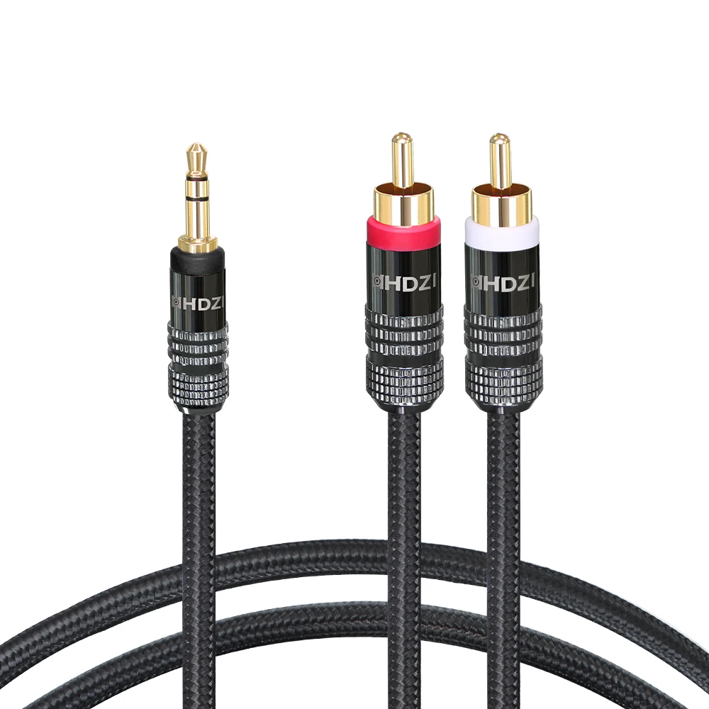 3.5mm to RCA Cable, RCA Male to Aux Audio Adapter HiFi Sound Headphone Jack Adapter Metal Shell RCA Y Splitter RCA