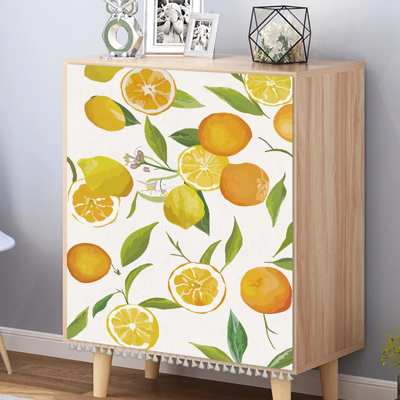 Armarios de cocina con patrón de frutas frescas a prueba de polvo, tela decorativa, arte de armario, particiones, cortinas colgantes, decoración de puerta