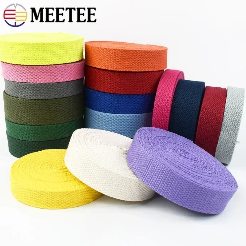 10Meters 20/25/32/38/50mm Cotton Webbing 1.3mm Thick Canvas Bag Strap Backpack Band Clothes Ribbon Tape DIY Sewing Accessories