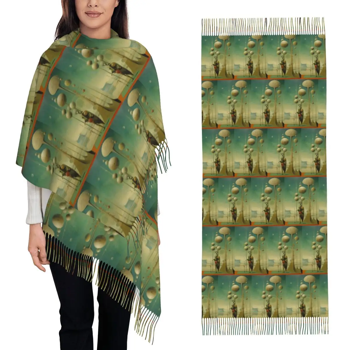 

Сальвадор Дали, художественный шарф, шарфы с кисточками для женщин, мягкие теплые шали и накидки, большая осенне-зимняя шаль