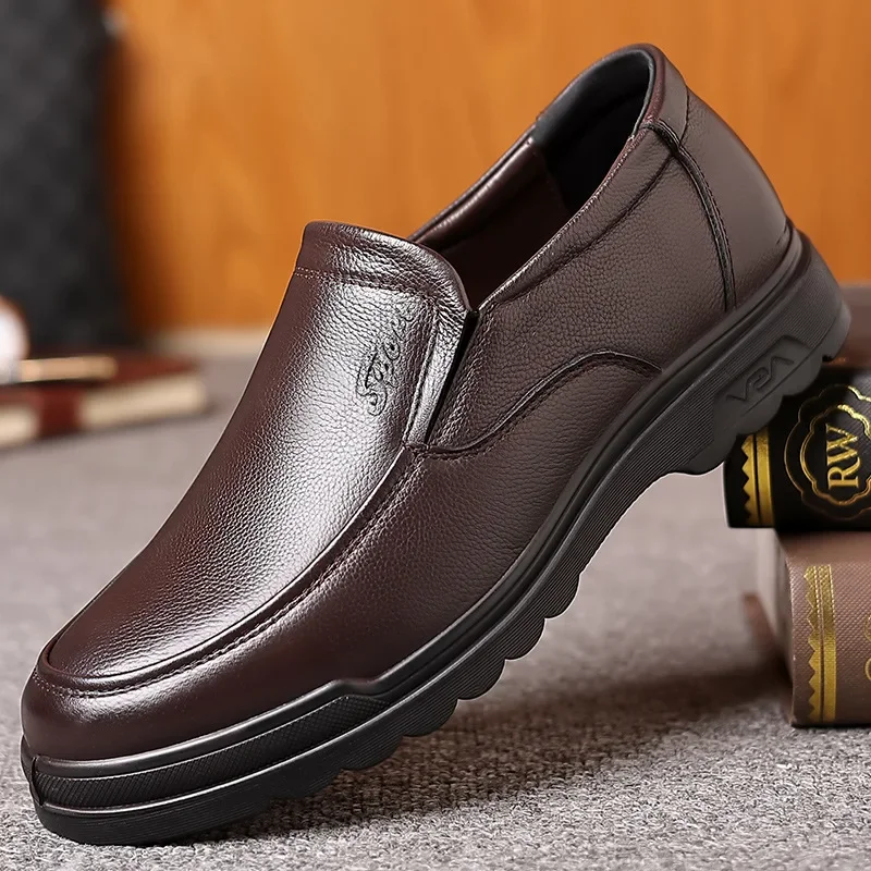 

Men's Casual Business Shoes Genuine Leather Dress Shoe for Men Slip-on Loafers Mens Comfortable Driving Flats