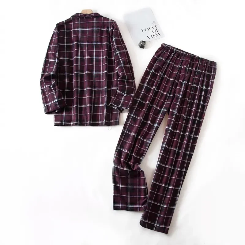 And Flannel Long-sleeved Size Trousers Home Suits Winter Autumn Design Plus Clothes Set Extra-large 7xl Pajamas Men Plaid Men\'s