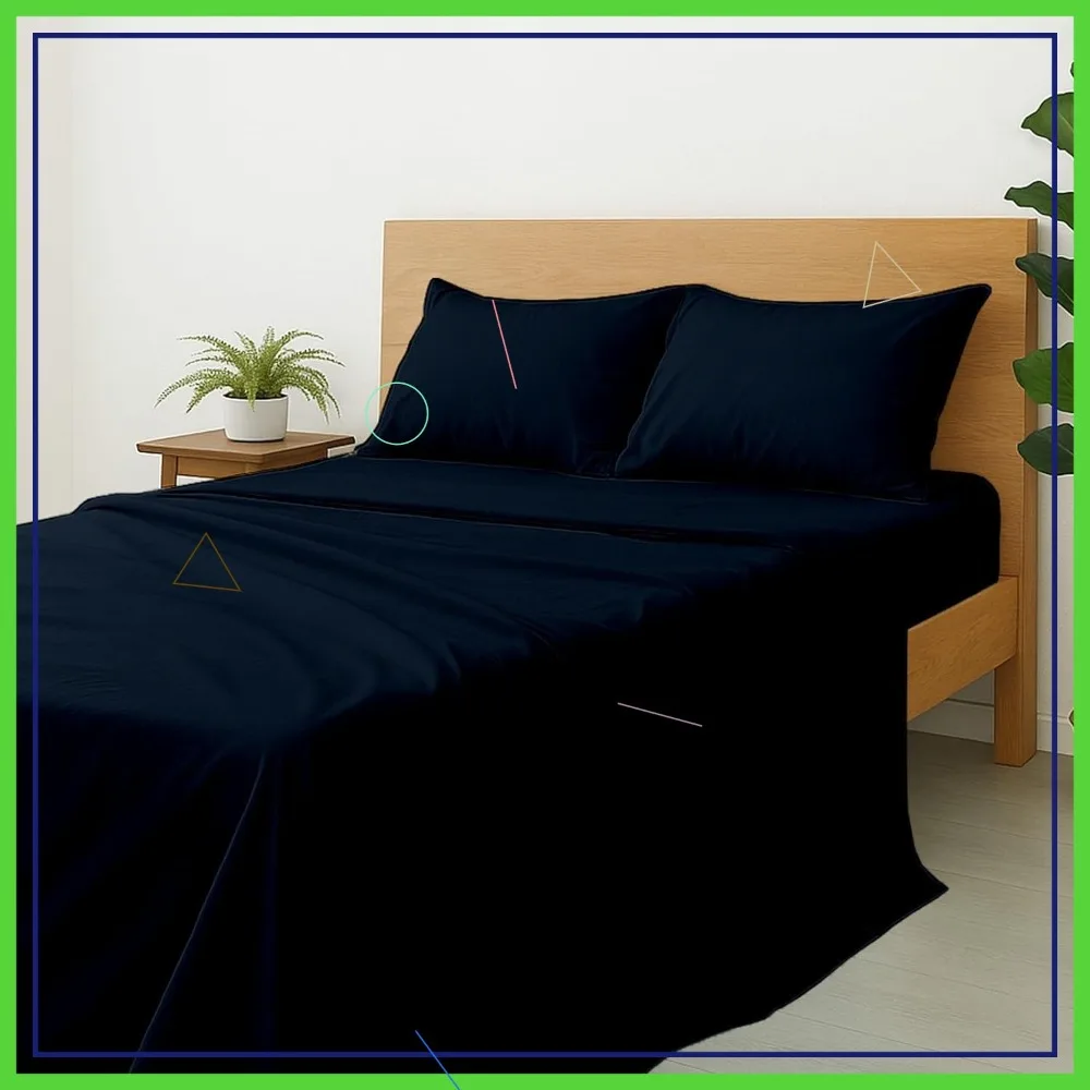 

4 Piece King Size Sheet Set, Premium 100% Cotton, 16" Deep Pocket, Hotel Quality, Navy Blue