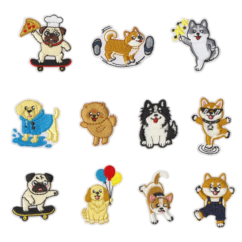 Funny Novelty Multiple Shapes Dog Combination Sew Iron-on Embroidered Patch For DIY Clothing Bag T-shirt Hat Jeans Decoration