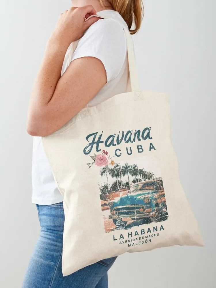 CUBA Havana Classic Car La Habana Vintage Cuban Tote Bag bag for beach eco bag folding