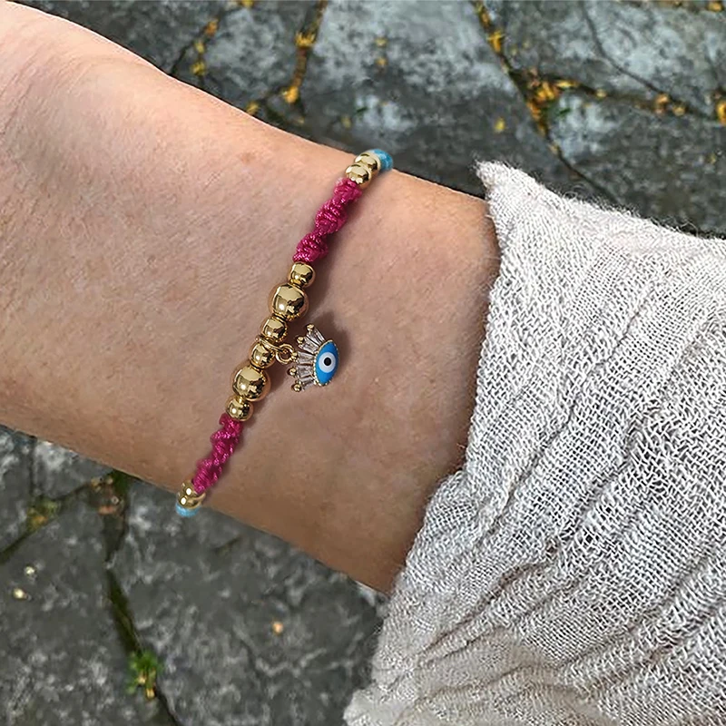 

PRISCA | Hand Woven Evil Eye Bracelet for Women. Copper. Colombia Charms Jewelry. New