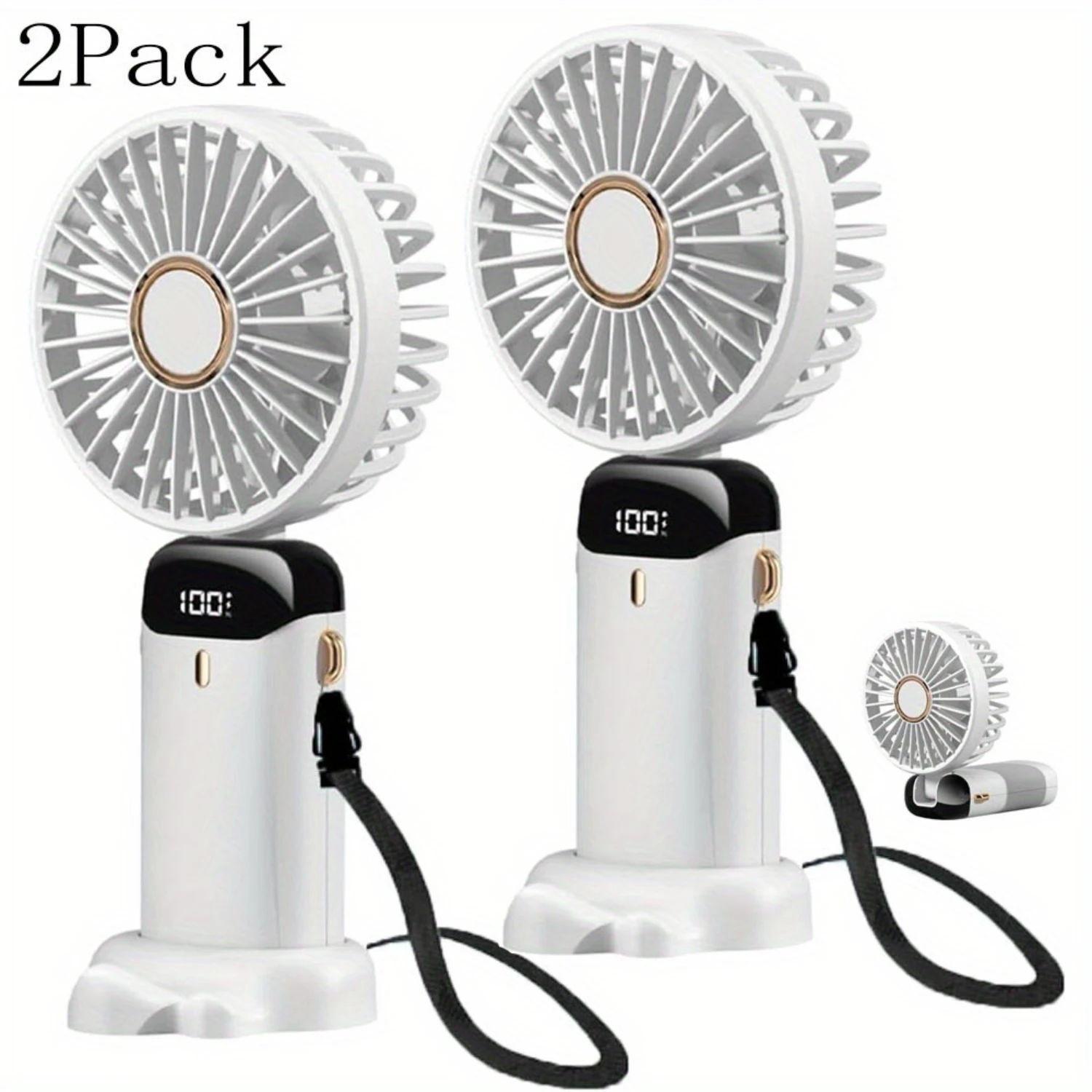 

2pcs Portable LED Handheld Fan - Ultra-Compact, Whisper-Quiet, and Powerful Personal Cooling Companion - Long-Lasting Lithium Ba