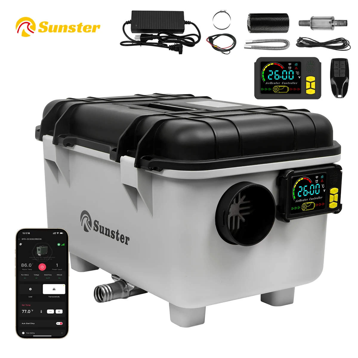 

8KW Toolbox 12V&24V 110-240V Diesel Air Heater Ultra-quiet All in One Parking Heater with Bluetooth APP for RV Truck Car tent