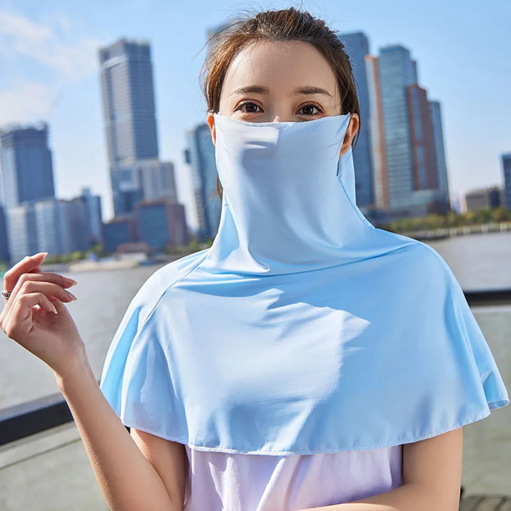 

Ice Silk Face Mask Outdoor Neck Wrap Cover Ear Hanging Mask Sunscreen Face Scarf Sports Sun Proof Bib Face Cover Breathable Mask