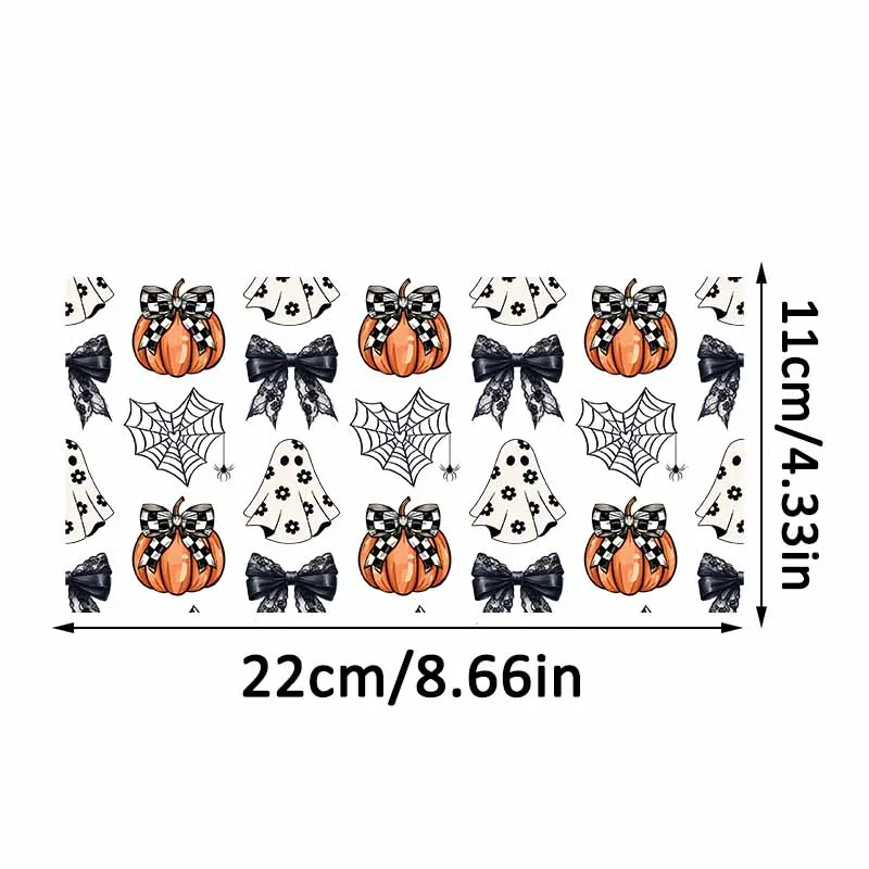 Cute Ghost Pumpkin Spiderweb and Bow Halloween UV DTF 16oz Libbey Glass Cups Can Wraps Mugs Transfer Sticker Home Party Decor