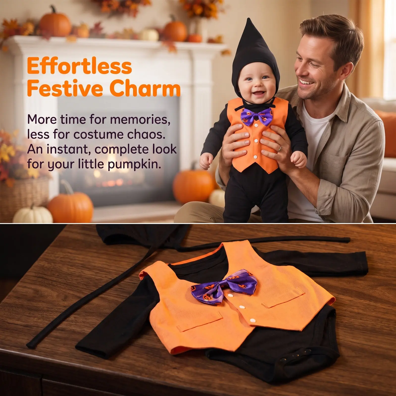 1Set Baby Halloween Costume Boy Romper Vest Bowtie Hat Infant Newborn Halloween Outfit Soft Cotton Baby Boy Clothes