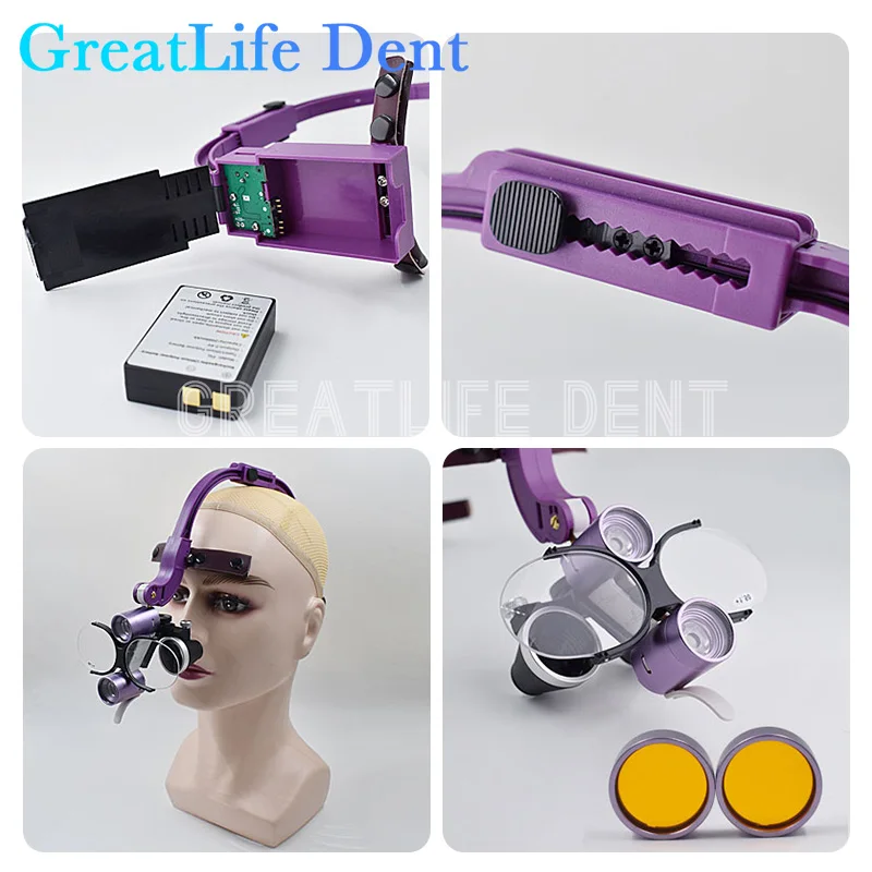 GreatLife Dent Dental LED 5W Head Light Lamp 2.5X 3.5X Dentisit Surgical Headlight Magnification Binocular Loupes Lab Dentistry