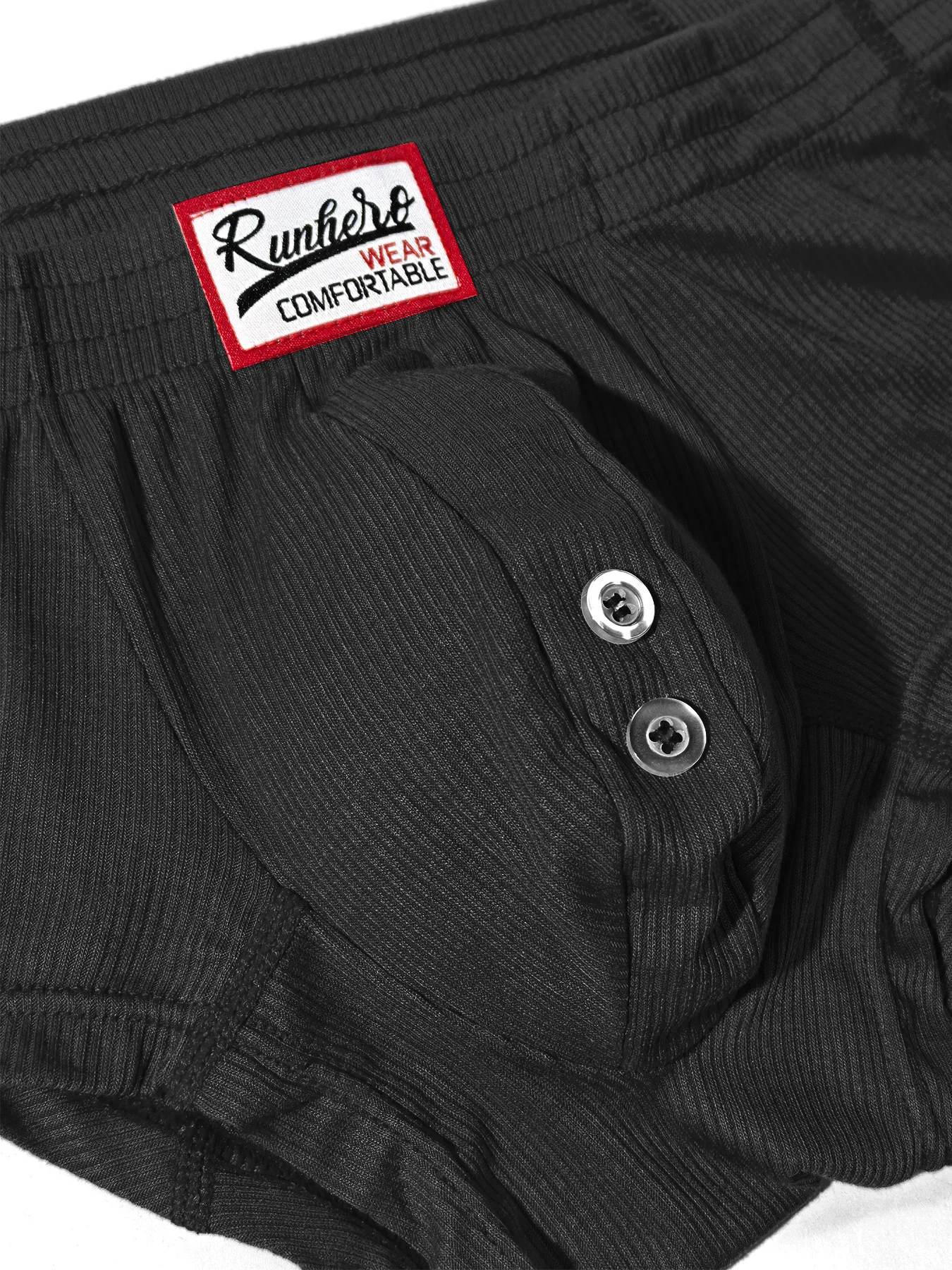 Herren Komfortable Slim Fit Flache Unterwäsche Synthetische Baumwolle Hohe Elastizität Knopf-Dekoration Einfarbige Unterwäsche – Detail 13