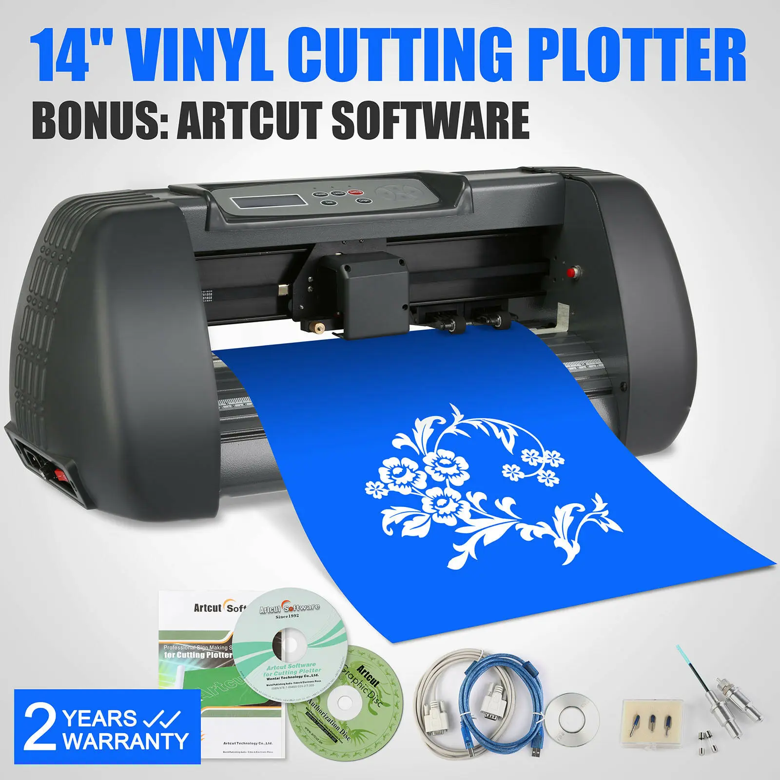 Plotter Pemotong Vinil Otomatis 14 Inci 375MM Plotter Pemotong USB Port 3 Pisau Pemotong