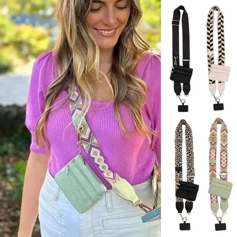 Sling Phone Lanyard Zipper Phone Pouch Anti-Theft Phone String Sling Stylish Cell Phone Neck Holder Phone Chain Purse Badge