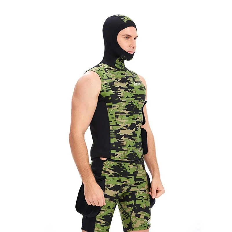 

2MM Neoprene Water Sports Camo Keep Warm UnderWater Hunting Spearfishing Diving Vest Trunks Scuba Snorkeling Kayaking WetSuit