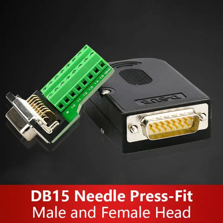 DB15 Connector 15 Pin Breakout Board D-SUB Adapter Male Terminal Adapter Board Module 15 pin Connector Plug with Case Sub Board