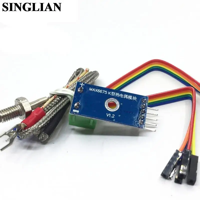 1Set MAX6675 Module + K Type Thermocouple Wire+5P DoPunt Line Thermocouple Sensor Temperature Sensor Module